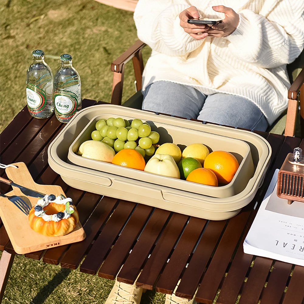 3 In 1 Folding Camping Storage Box Outdoor Food Fruit Container Picnic Table Basket - Outdoorium