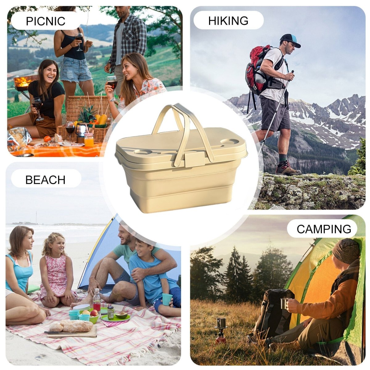 3 In 1 Folding Camping Storage Box Outdoor Food Fruit Container Picnic Table Basket - Outdoorium