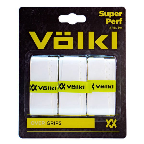 3 - Pack Volkl Super Perf Over Grips for Tennis Squash Pickleball Racquets - White - Outdoorium