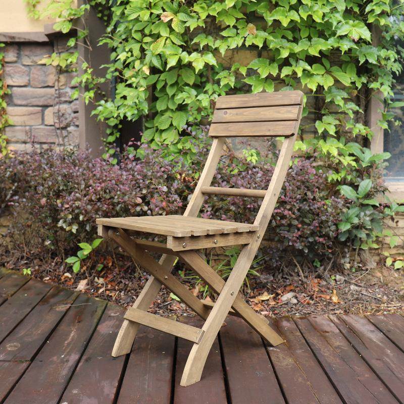 3 Piece RoundTable-Set Folding Bistro Set Solid Fir Wood Table Chair Set Garden Outdoor Lounge - Outdoorium