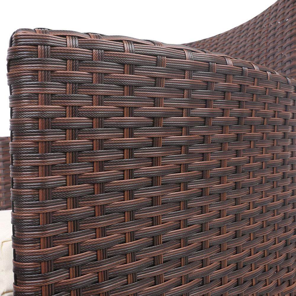 Gardeon 3PC Outdoor Bistro Set Patio Furniture Wicker Setting Chairs Table Cushion Brown - View 5