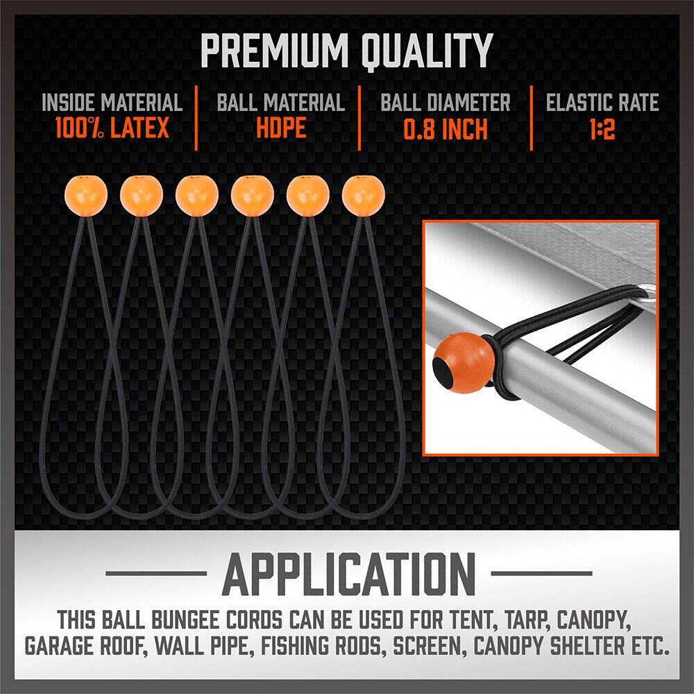 30 - Piece Premium Bungee Cord Assortment Includes 10” to 40” Bungee Cords, Canopy Ties & Tarp Clips | Outdoorium