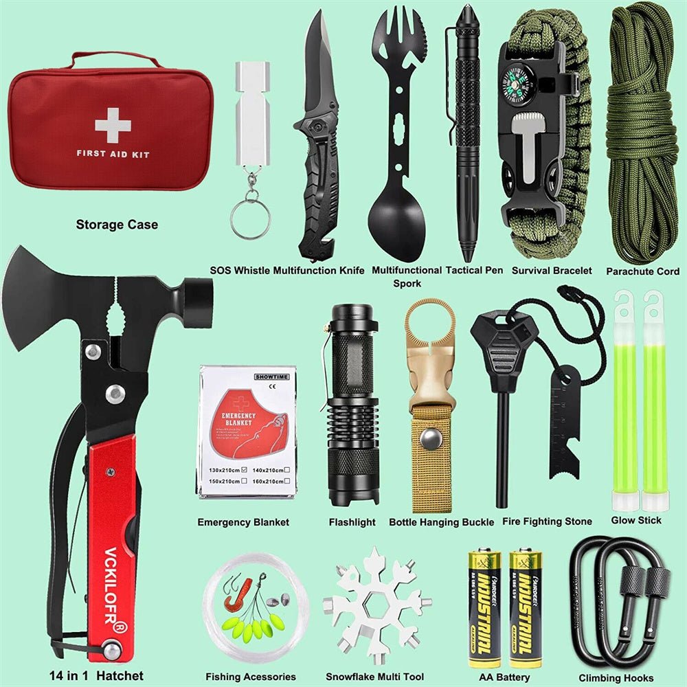 32 In 1 Emergency Survival Equipment Kit Camping SOS Tool Sports Tactical Hiking - Outdoorium