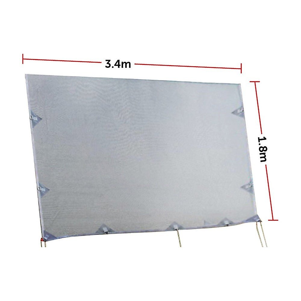 3.4m Caravan Privacy Screen Side Sunscreen Sun Shade for 12' Roll Out Awning - Outdoorium