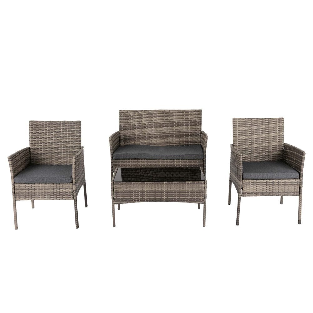 4 Seater Wicker Outdoor Lounge Set &8211; Mixed Grey | Outdoorium