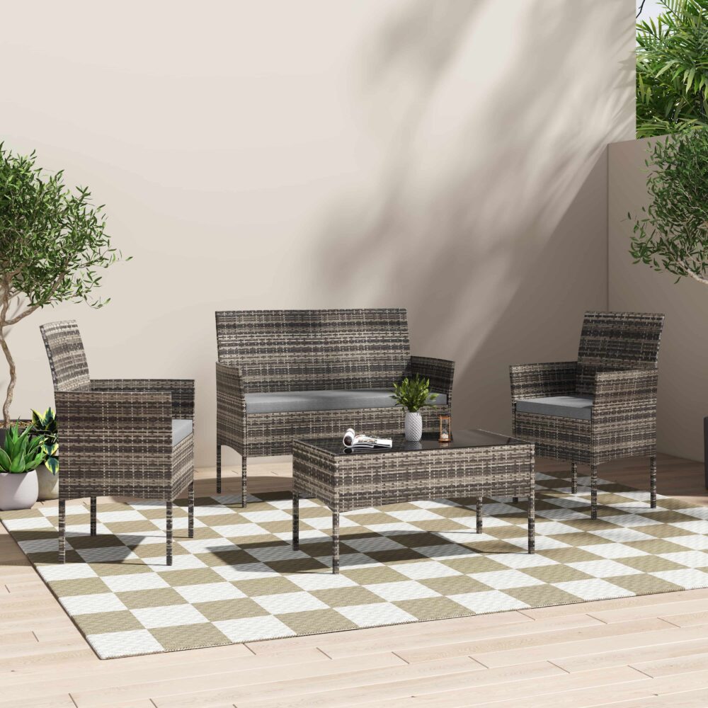 4 Seater Wicker Outdoor Lounge Set &8211; Mixed Grey | Outdoorium