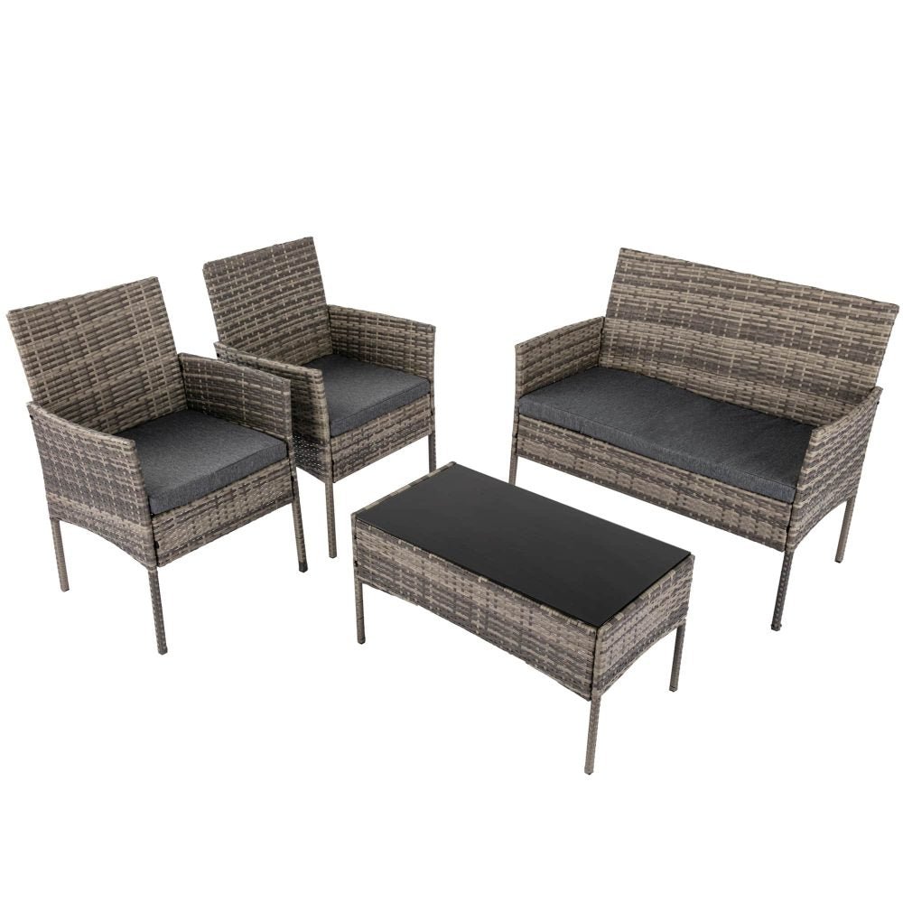 4 Seater Wicker Outdoor Lounge Set &8211; Mixed Grey | Outdoorium