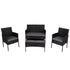 4 Seater Wicker Outdoor Lounge Set - Black | Outdoorium