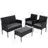 4 Seater Wicker Outdoor Lounge Set - Black | Outdoorium