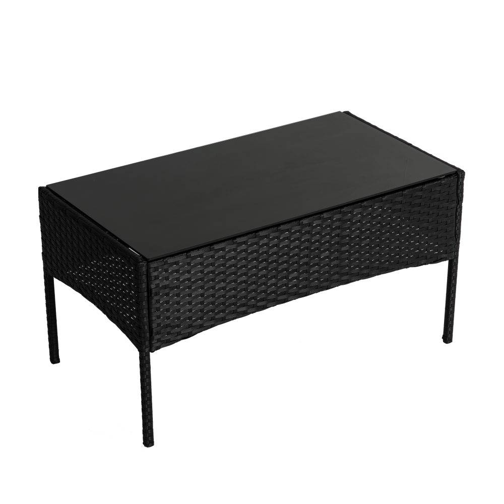 4 Seater Wicker Outdoor Lounge Set - Black | Outdoorium