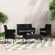 4 Seater Wicker Outdoor Lounge Set - Black | Outdoorium