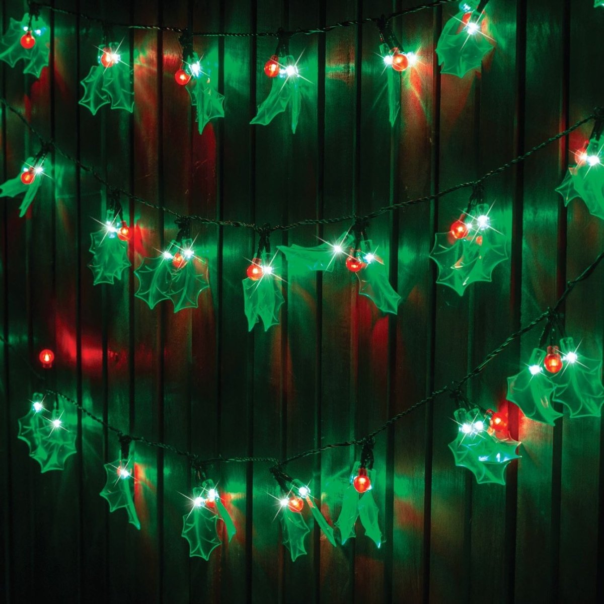 40 Pack LED Holly Lights - Outdoorium