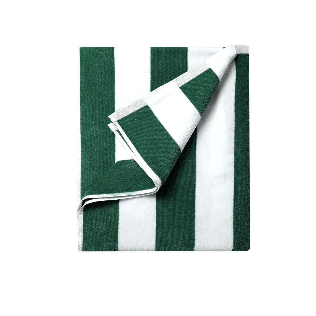 400GSM Cabana Stripe Cotton Polyester Beach Towel Dark Green - Outdoorium