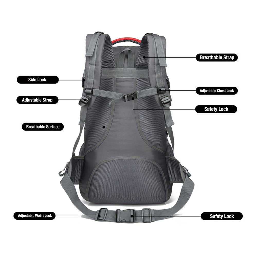 40L Waterproof Outdoor Hiking Backpack Camping Outdoor Trekking Bag(Black) - Outdoorium