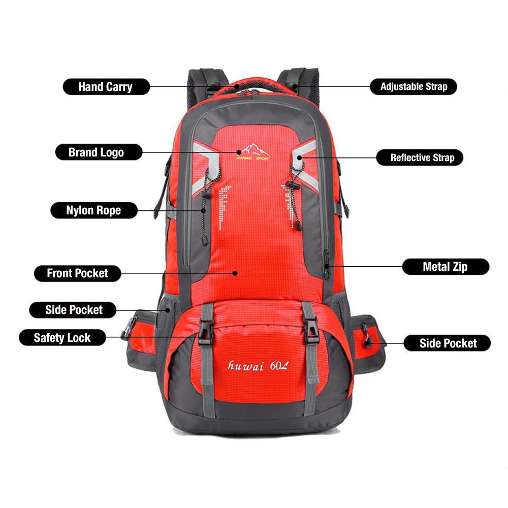 40L Waterproof Outdoor Hiking Backpack Camping Outdoor Trekking Bag(Red) - Outdoorium