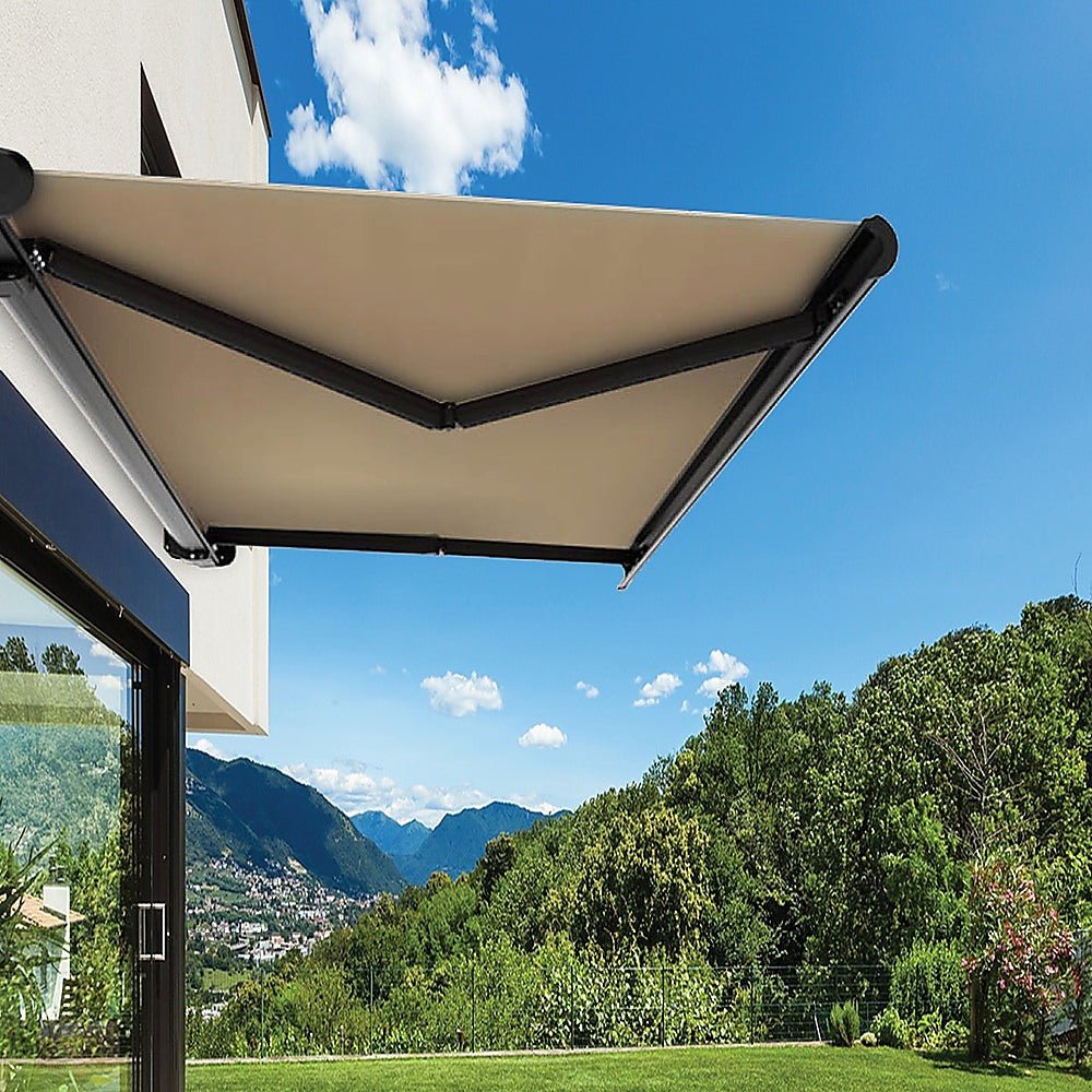 4.0m x 3.0m Retractable Folding Arm Awning Heavy Duty Full Cassette Motorised - Outdoorium