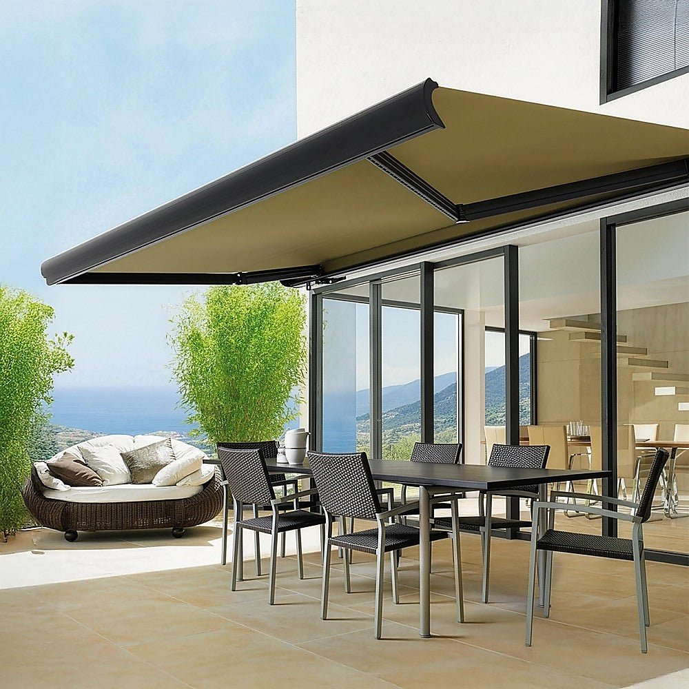 4.0m x 3.0m Retractable Folding Arm Awning Heavy Duty Full Cassette Motorised | Outdoorium
