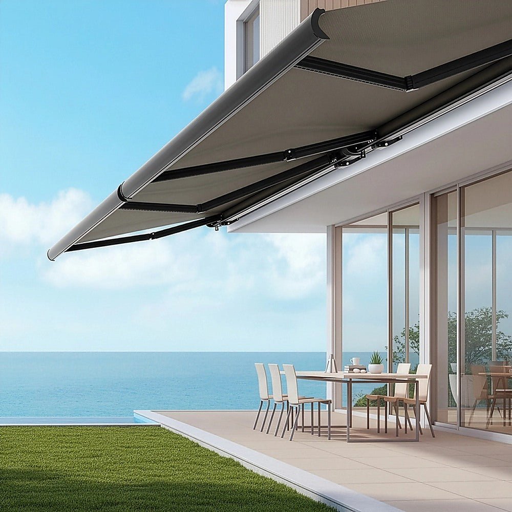 4.0m x 3.0m Retractable Folding Arm Awning Heavy Duty Full Cassette Motorised | Outdoorium