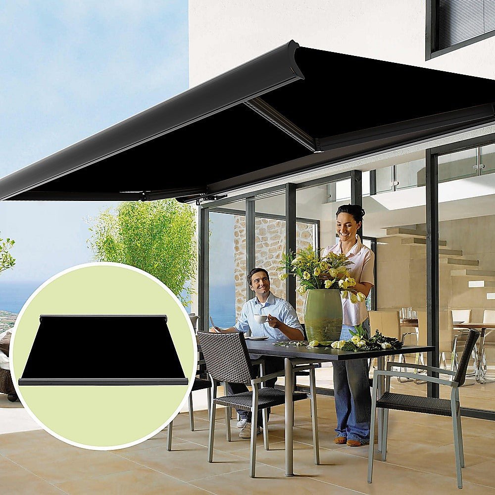 4.0m x 3.0m Retractable Folding Arm Awning Heavy Duty Full Cassette Motorised - Outdoorium