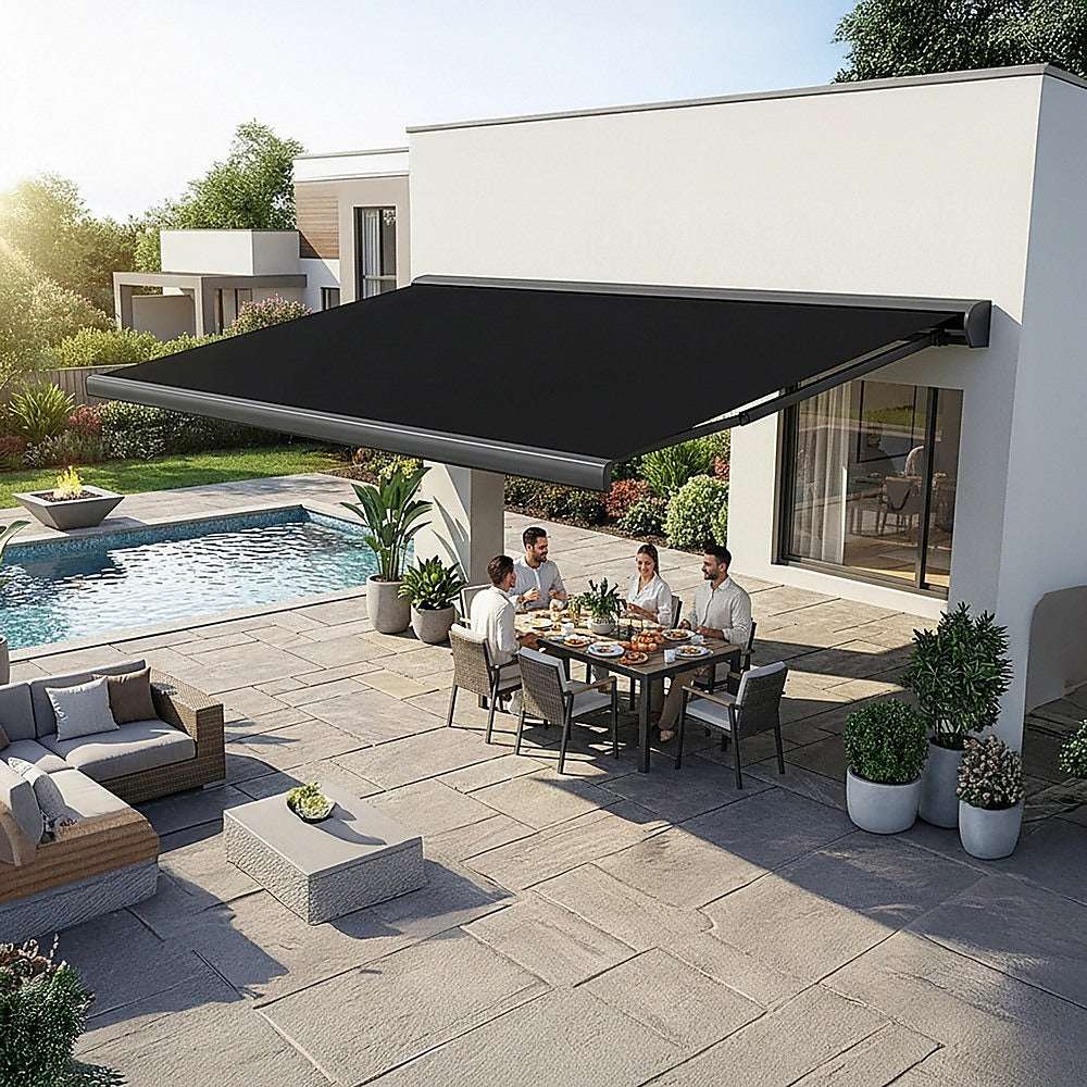 4.0m x 3.0m Retractable Folding Arm Awning Heavy Duty Full Cassette Motorised | Home & Garden > Shading > Awnings