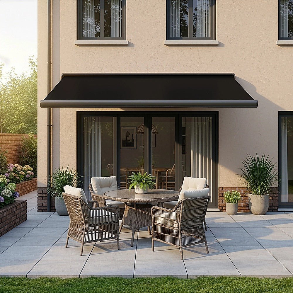 4.0m x 3.0m Retractable Folding Arm Awning Heavy Duty Full Cassette Motorised | Outdoorium