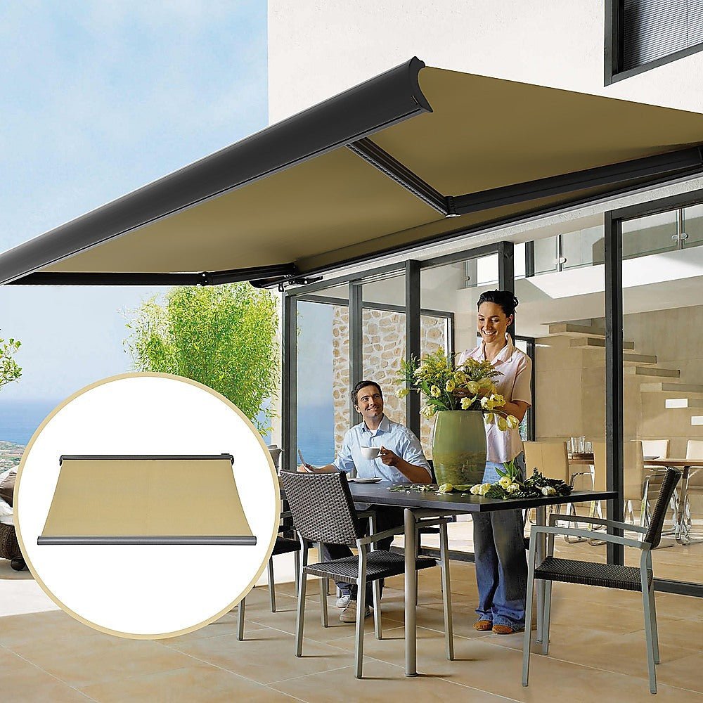 4.0m x 3.0m Retractable Folding Arm Awning Heavy Duty Full Cassette Motorised - Outdoorium