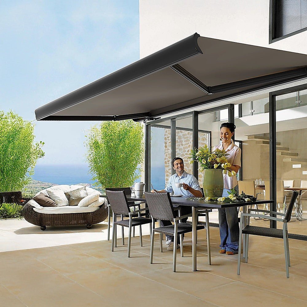 4.0m x 3.0m Retractable Folding Arm Awning Heavy Duty Full Cassette Motorised | Outdoorium