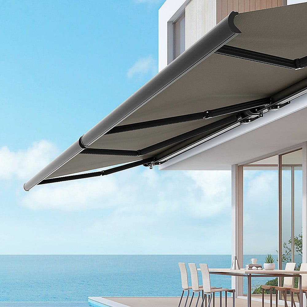 4.0m x 3.0m Retractable Folding Arm Awning Heavy Duty Full Cassette Motorised - Outdoorium