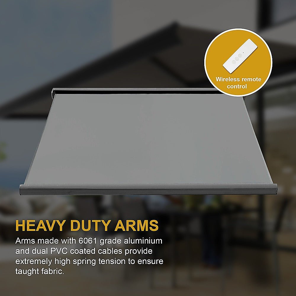 4.0m x 3.0m Retractable Folding Arm Awning Heavy Duty Full Cassette Motorised - Outdoorium