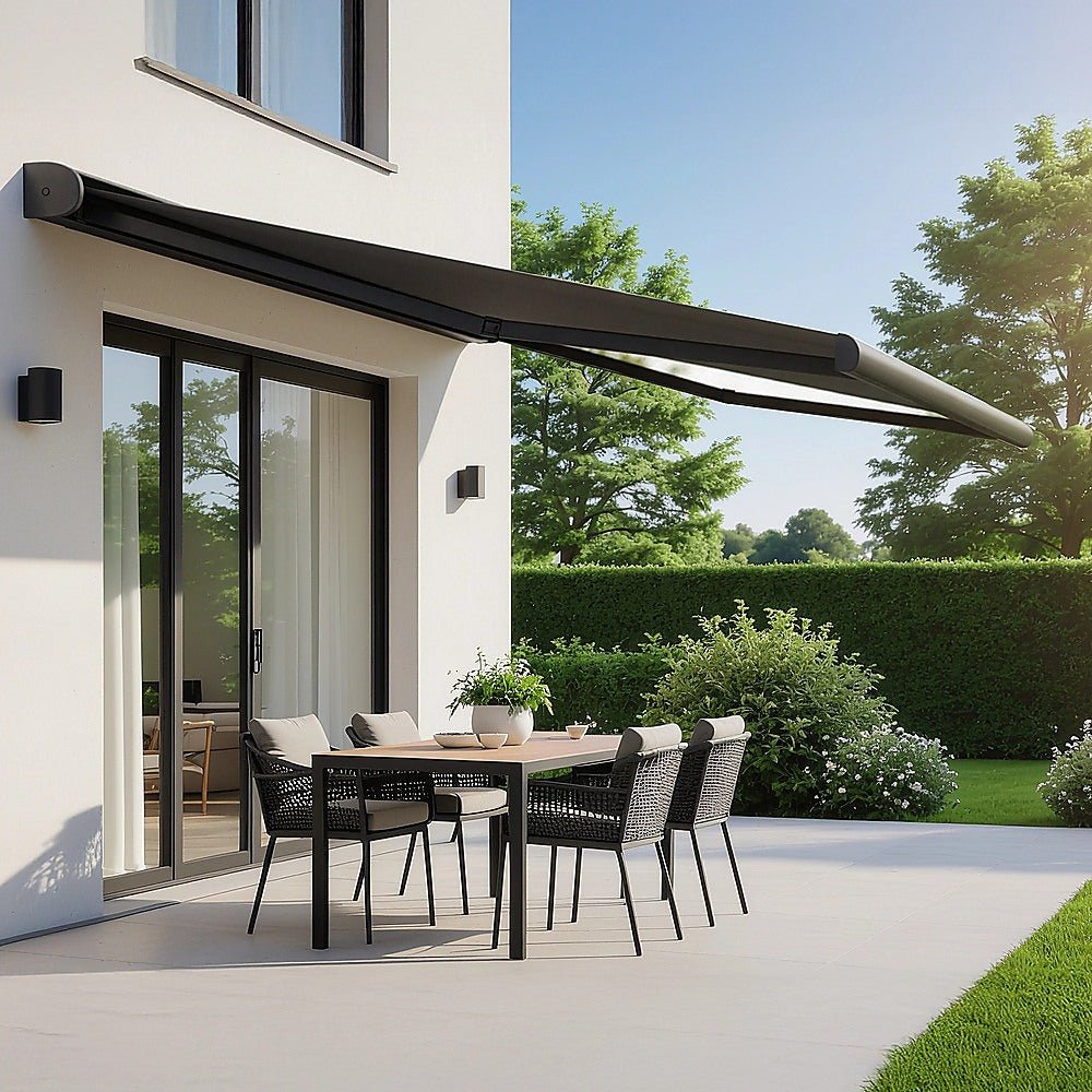 4.0m x 3.0m Retractable Folding Arm Awning Heavy Duty Full Cassette Motorised | Outdoorium