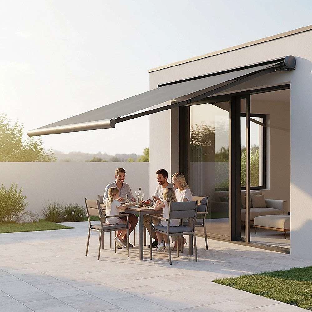 4.0m x 3.0m Retractable Folding Arm Awning Heavy Duty Full Cassette Motorised | Home & Garden > Shading > Awnings