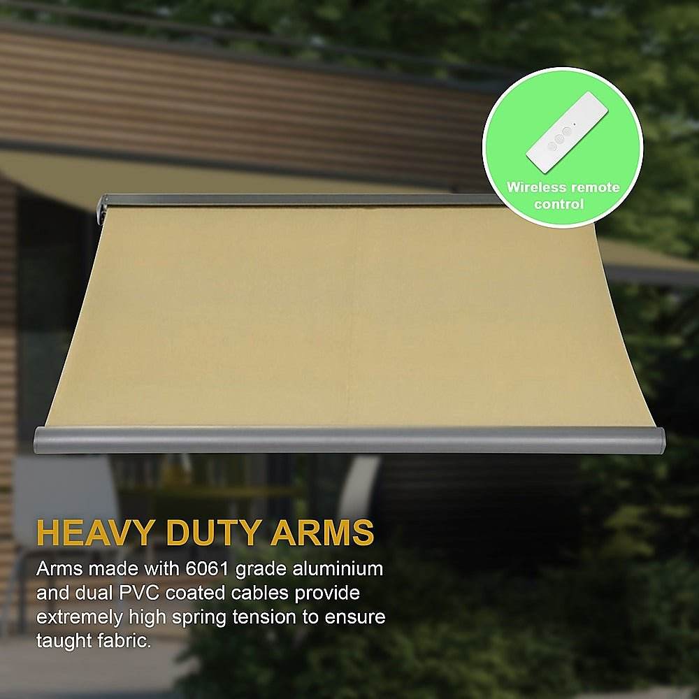 4.0m x 3.0m Retractable Folding Arm Awning Heavy Duty Full Cassette Motorised | Outdoorium