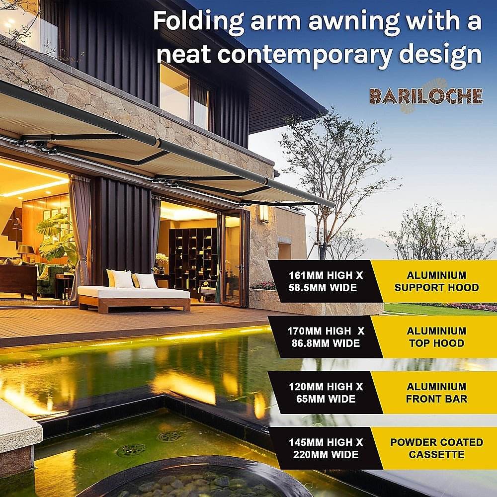 4.0m x 3.0m Retractable Folding Arm Awning Heavy Duty Full Cassette Motorised | Outdoorium