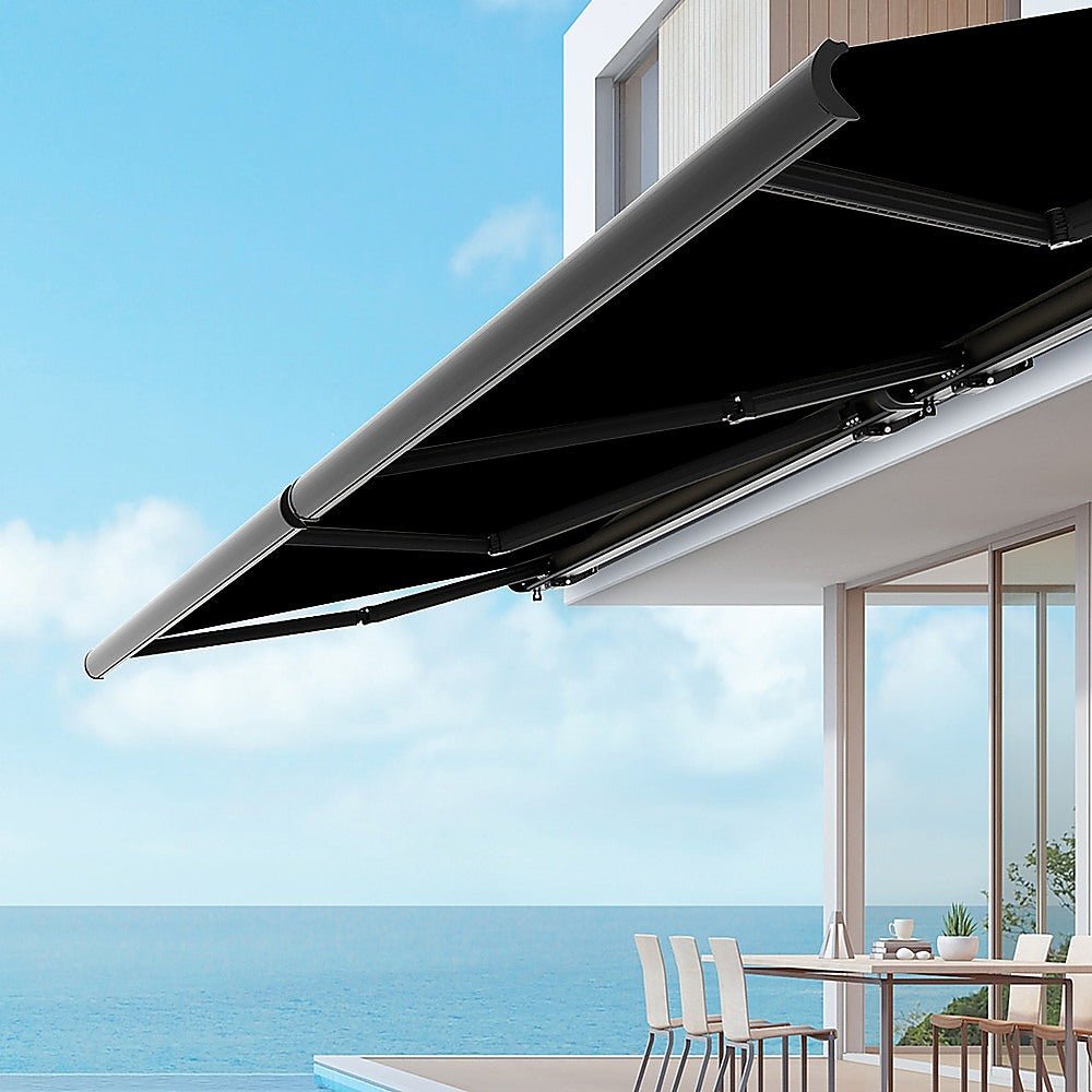 4.0m x 3.0m Retractable Folding Arm Awning Heavy Duty Full Cassette Motorised - Outdoorium