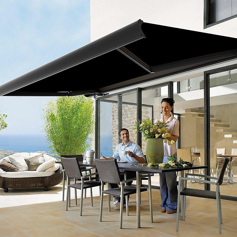 4.0m x 3.0m Retractable Folding Arm Awning Heavy Duty Full Cassette Motorised - Outdoorium