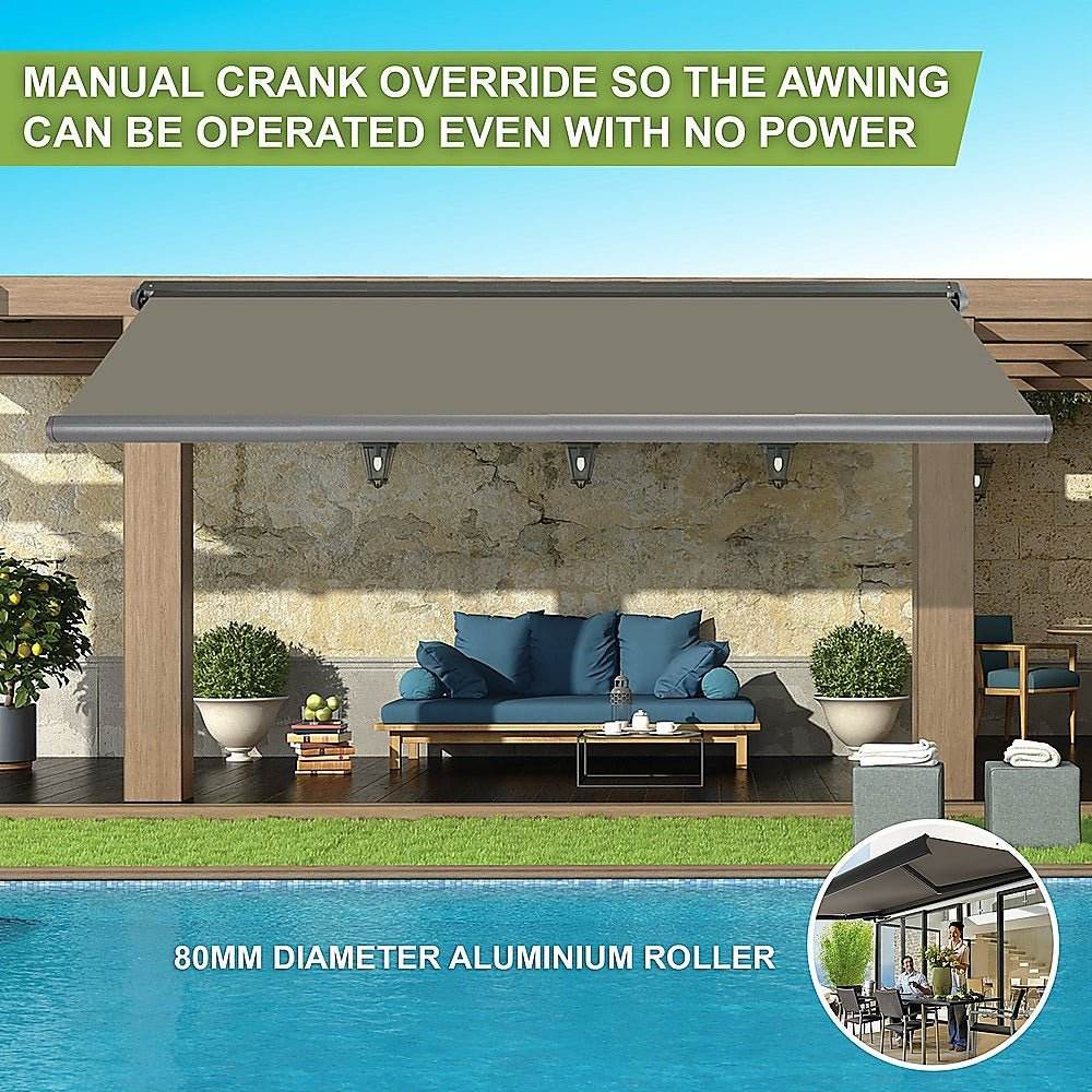 4.0m x 3.0m Retractable Folding Arm Awning Heavy Duty Full Cassette Motorised - Outdoorium
