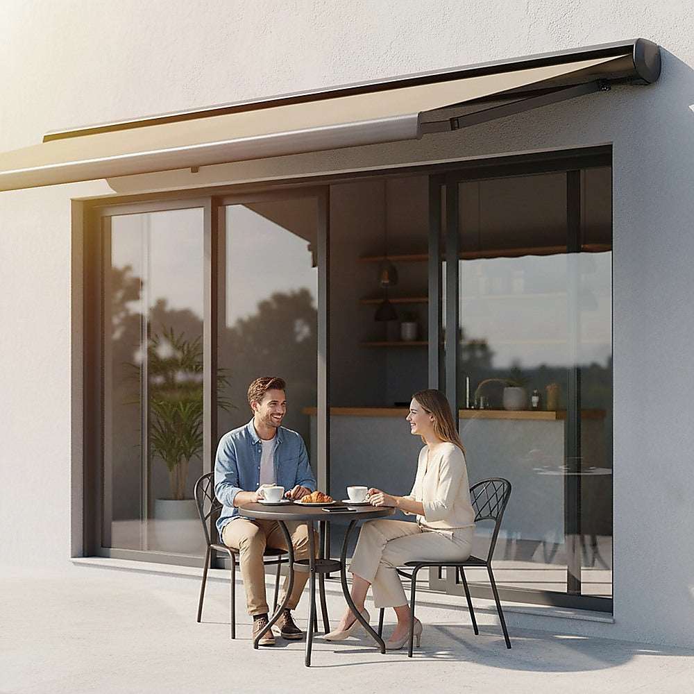 4.0m x 3.0m Retractable Folding Arm Awning Heavy Duty Full Cassette Motorised | Home & Garden > Shading > Awnings