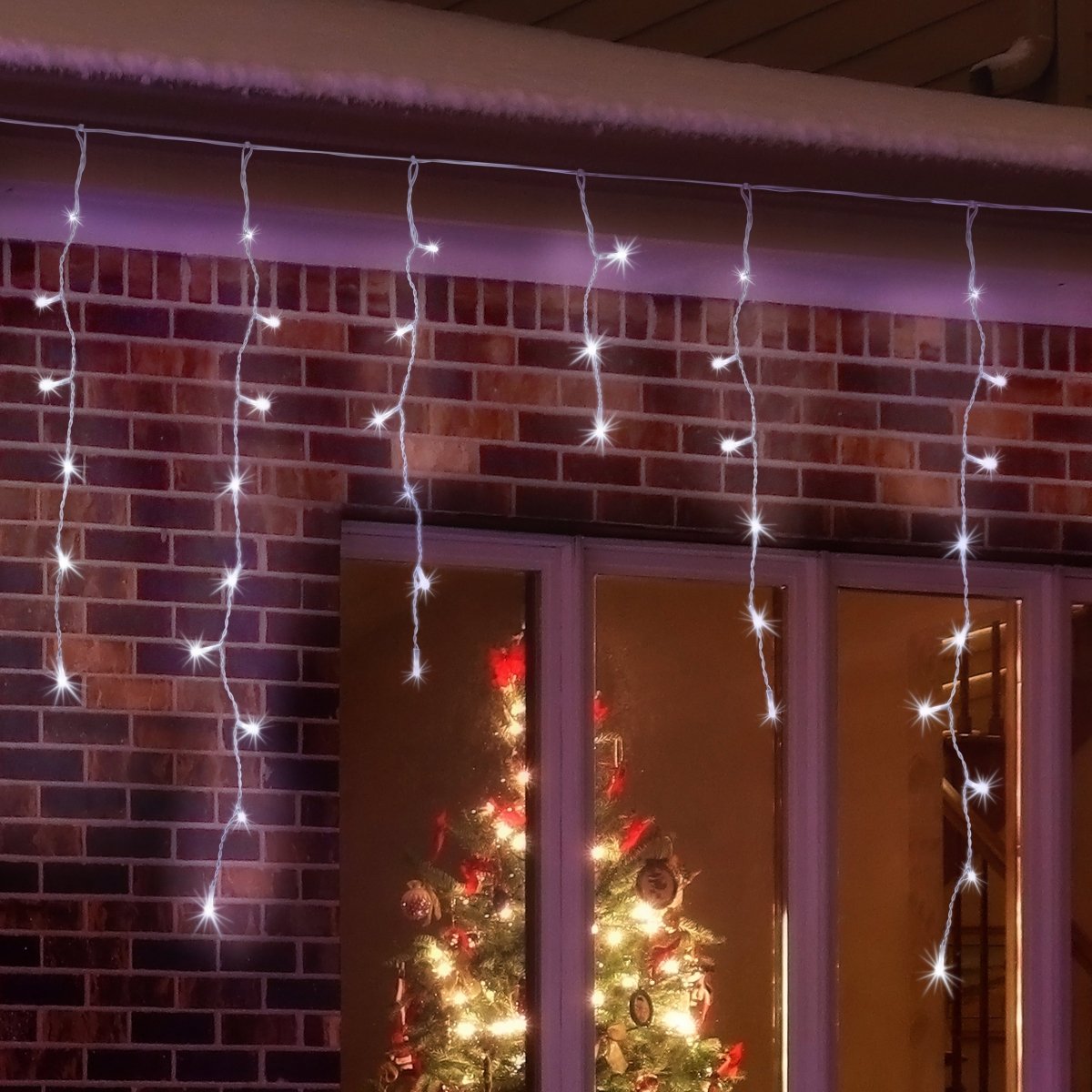 480 LEDs Snowing Icicle Lights – available in 4 Colors - Cool White - Outdoorium