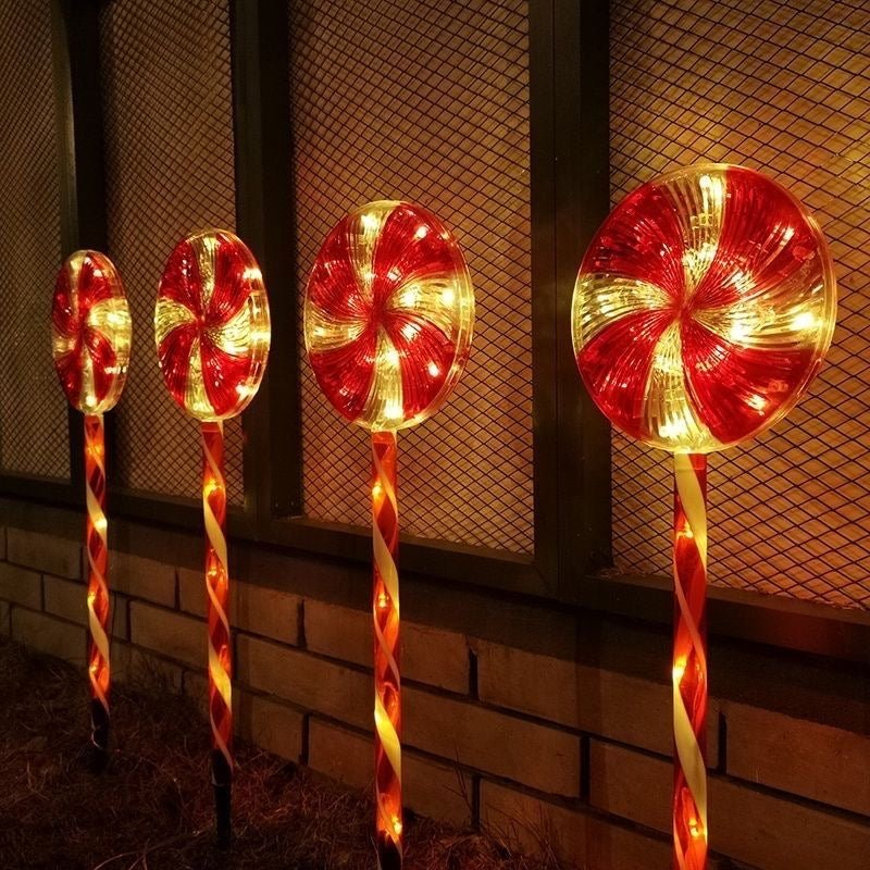 4pcs Solar Lollipops Cane Light Candy Cane Lights Water - resistant Christmas Outdoor Lawn Light - Outdoorium