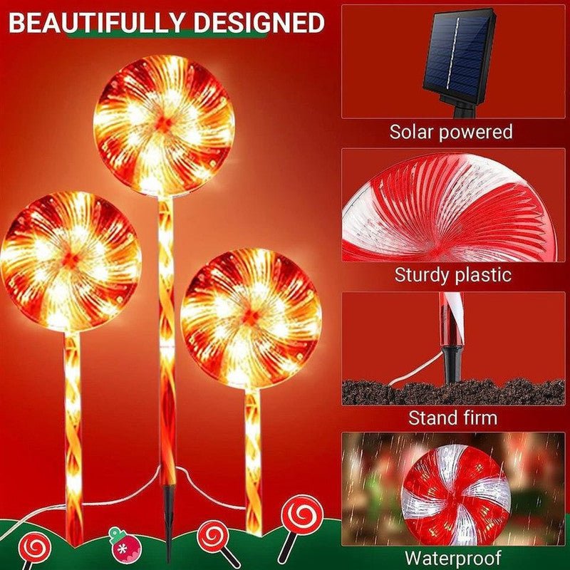 4pcs Solar Lollipops Cane Light Candy Cane Lights Water - resistant Christmas Outdoor Lawn Light - Outdoorium