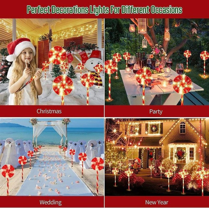 4pcs Solar Lollipops Cane Light Candy Cane Lights Water - resistant Christmas Outdoor Lawn Light - Outdoorium