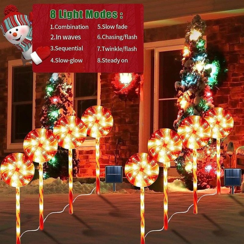 4pcs Solar Lollipops Cane Light Candy Cane Lights Water - resistant Christmas Outdoor Lawn Light - Outdoorium