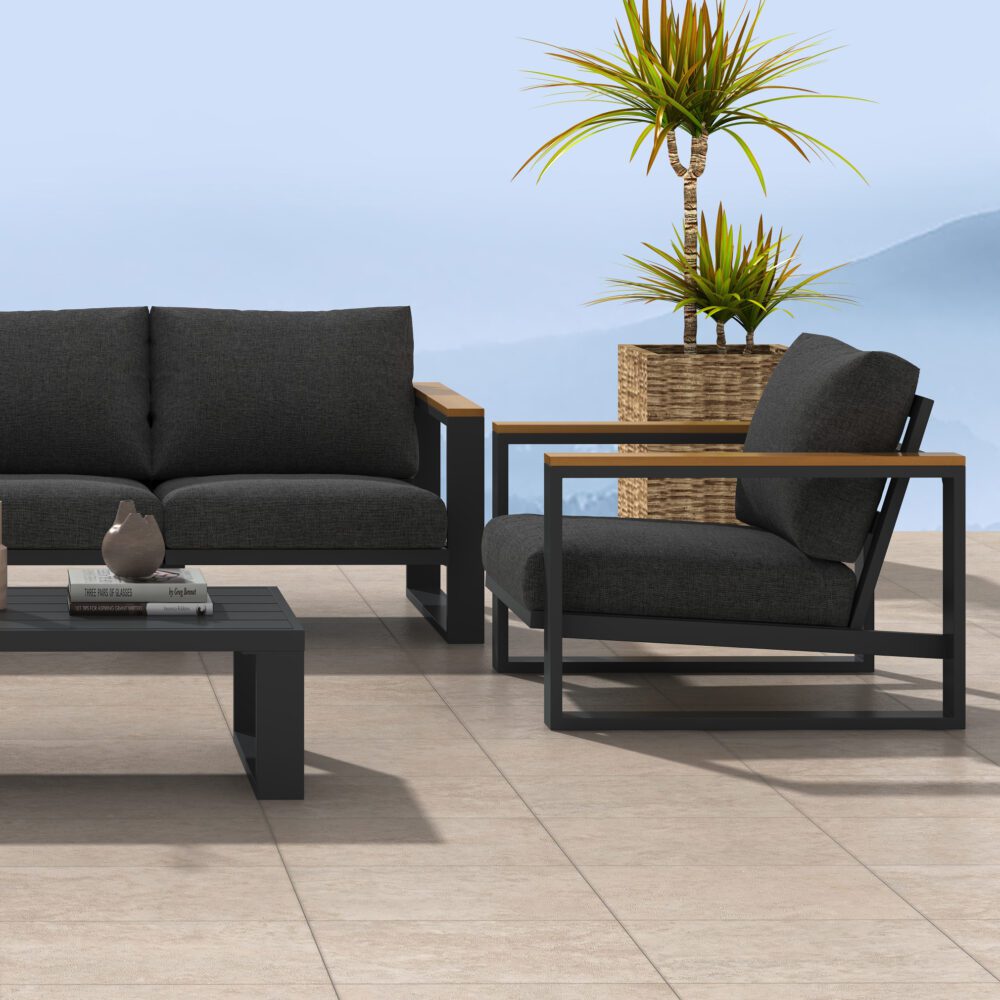 5 Seater Grandeur Lounge Suite – Charcoal Grey - Outdoorium