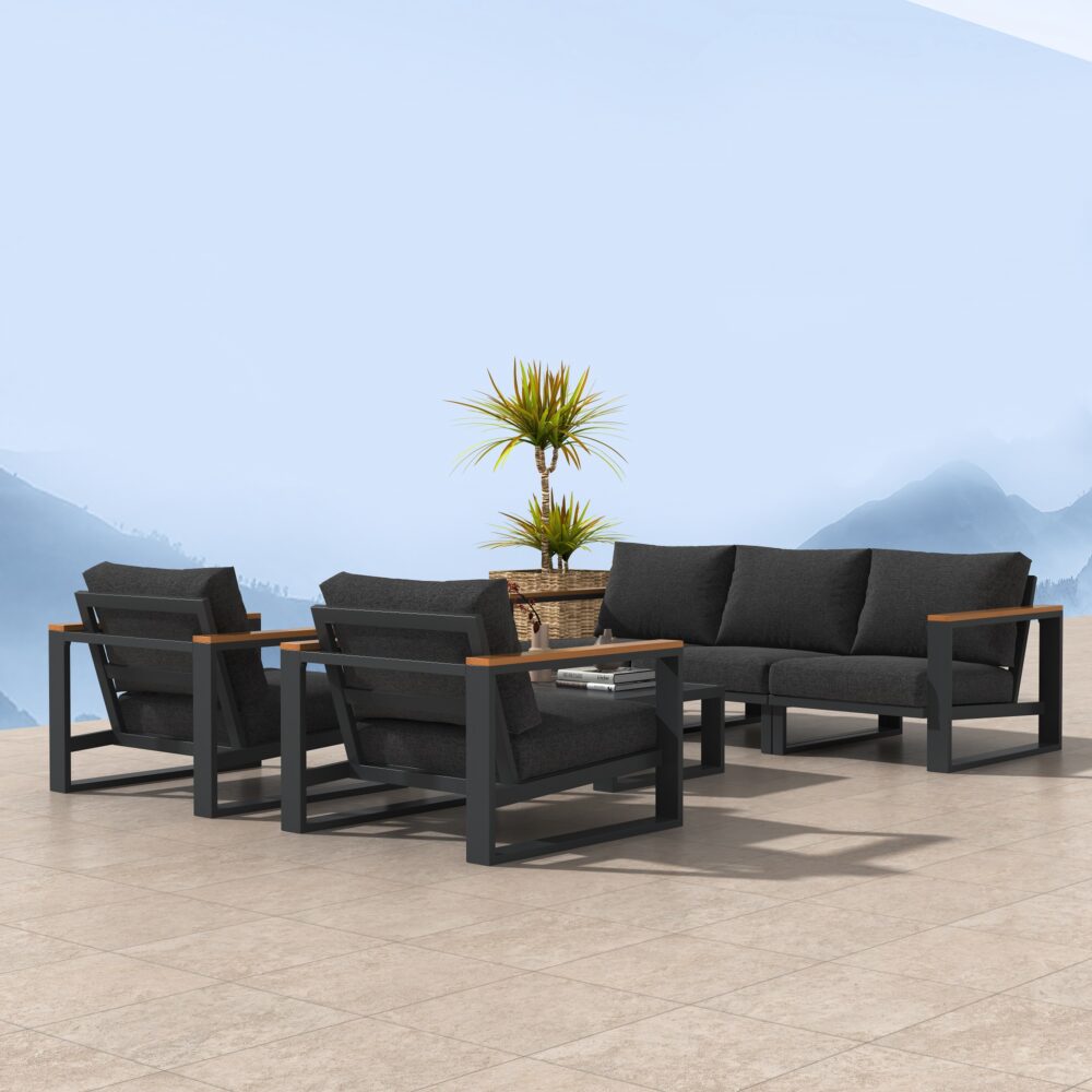 5 Seater Grandeur Lounge Suite – Charcoal Grey - Outdoorium