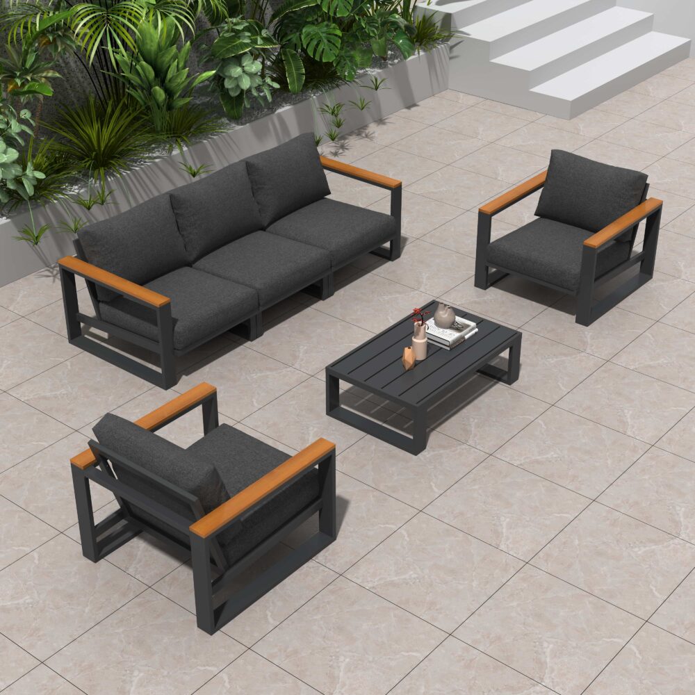 5 Seater Grandeur Lounge Suite – Charcoal Grey - Outdoorium