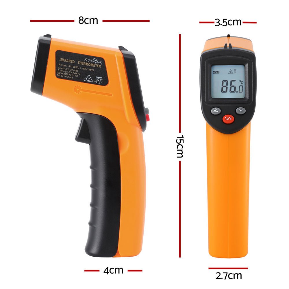 5 - star Chef Laser Infrared Thermometer Food Digital Temperature Gun Smoker Pizza BBQ - Outdoorium