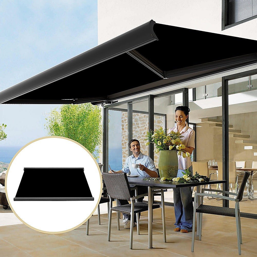 5.0m x 3.0m Retractable Folding Arm Awning Heavy Duty Full Cassette Motorised - Outdoorium