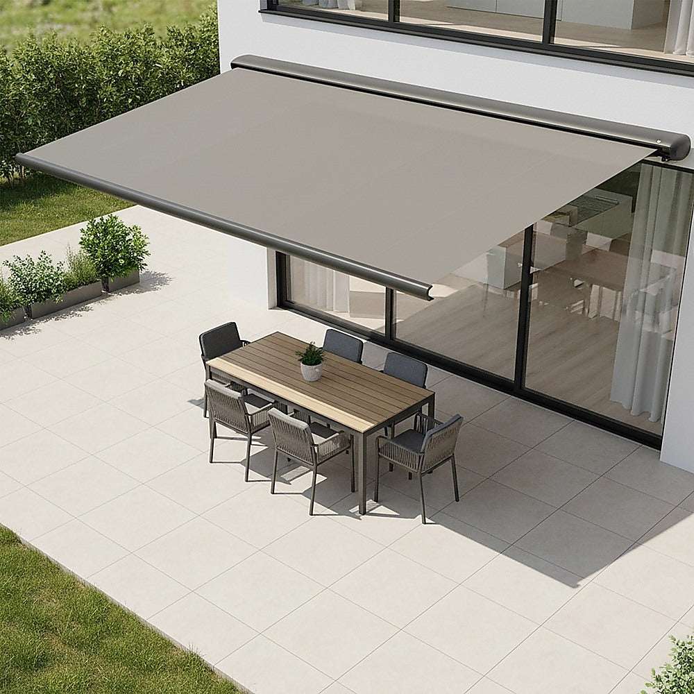 5.0m x 3.0m Retractable Folding Arm Awning Heavy Duty Full Cassette Motorised | Home & Garden > Shading > Awnings