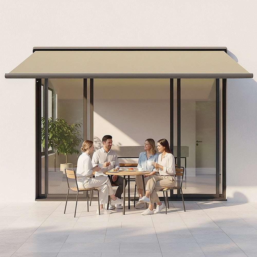 5.0m x 3.0m Retractable Folding Arm Awning Heavy Duty Full Cassette Motorised | Home & Garden > Shading > Awnings