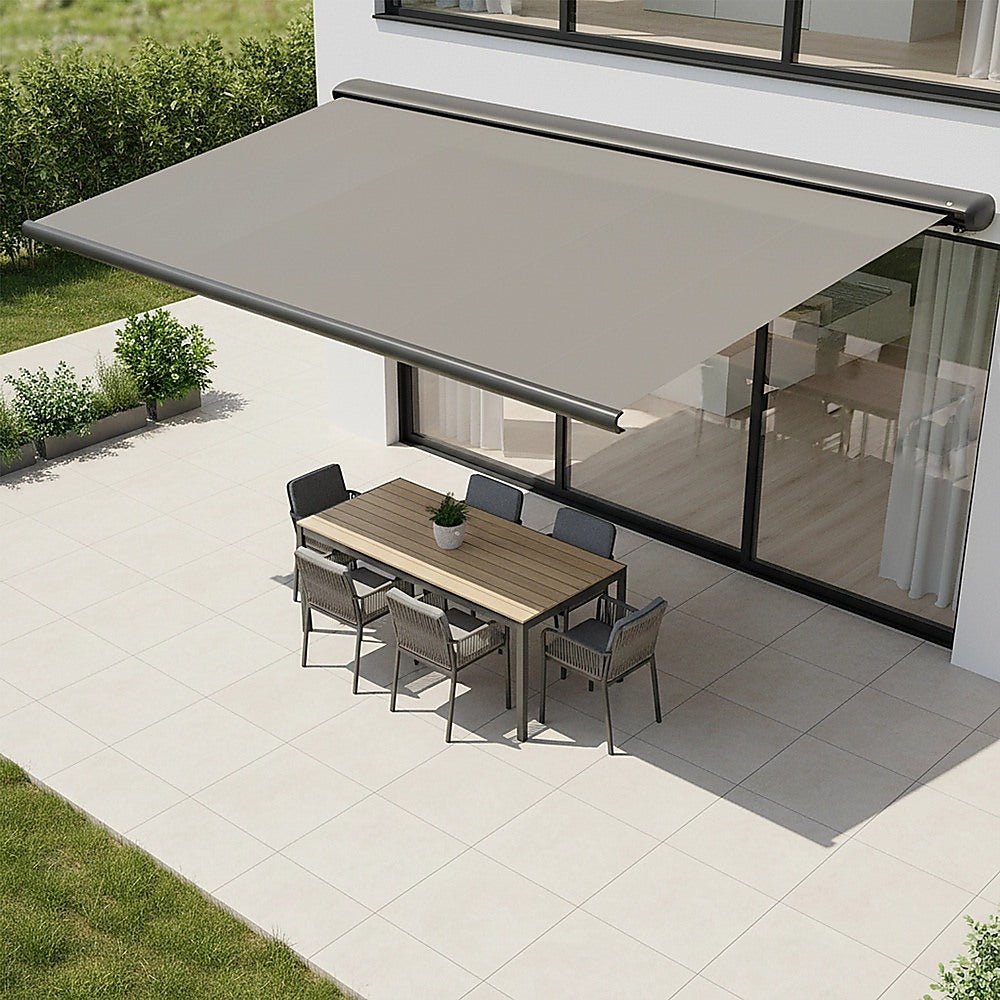 5.0m x 3.0m Retractable Folding Arm Awning Heavy Duty Full Cassette Motorised | Home & Garden > Shading